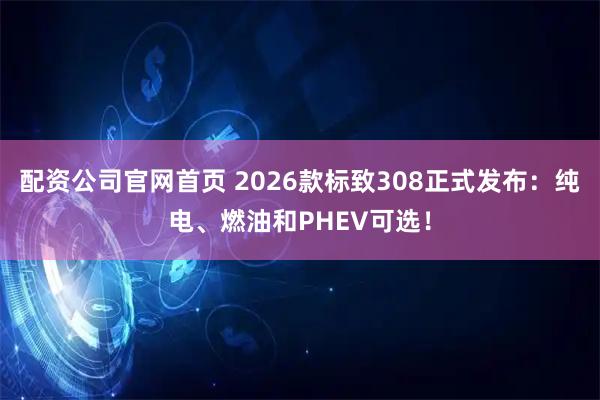 配资公司官网首页 2026款标致308正式发布：纯电、燃油和PHEV可选！