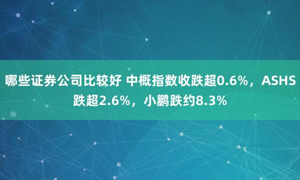 哪些证券公司比较好 中概指数收跌超0.6%，ASHS跌超2.6%，小鹏跌约8.3%